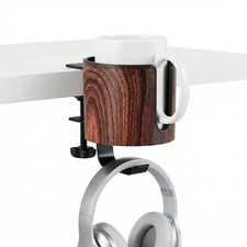 Luxury 2-in-1 Desk Cup Holder with Headphone Hanger for Office, Home, Gaming ...
