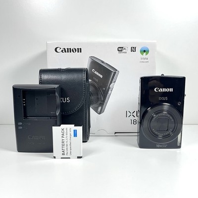 Canon IXUS 180 Digital Camera Black 20MP 8x Zoom Boxed Full Set Y2K  | Tested