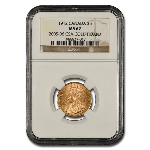 1912 Canada Gold $5 King George V MS-62 NGC