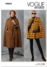 Ladies Unlined Wool Denim Cape & Belt Vogue Sewing Patterns V2054 Sz XS-XXL 4-26