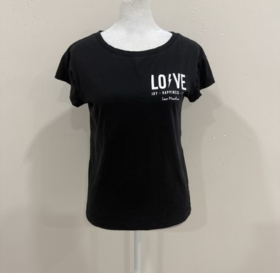 Love Moschino Black With Love Logo Print Cotton Interior care tag removed Sz 2