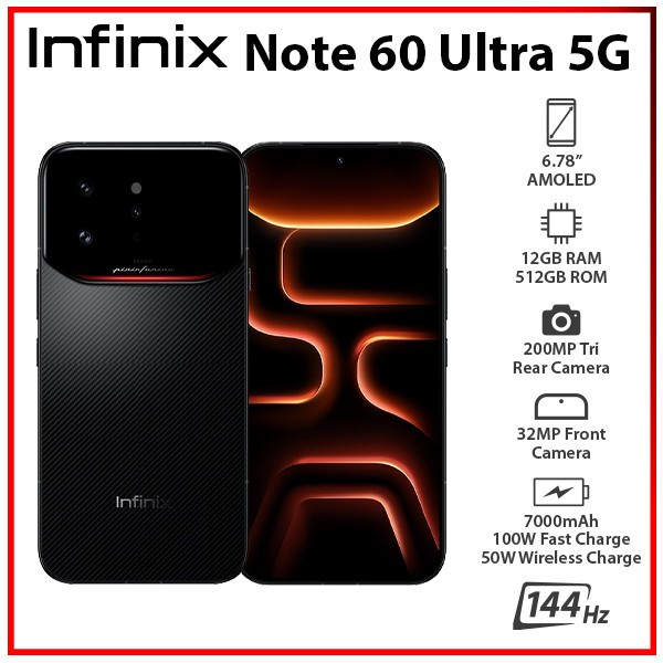 Infinix Note 60 Ultra BLACK 12GB+512GB Dual SIM Unlocked Android