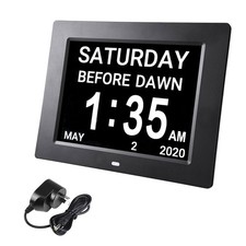 8" Digital LCD Day Clock 8 Alarm Time Office Wall Dementia Week Date Calendar