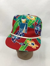 Vintage PG&E Hat Cap Pacific Gas and Electric Adjustable Floral Rope Bill OSFM