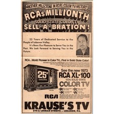Krause's TV See The New 1973 RCA XL-100 Color TV 1972 Lebanon PA Clipping SAH4-7
