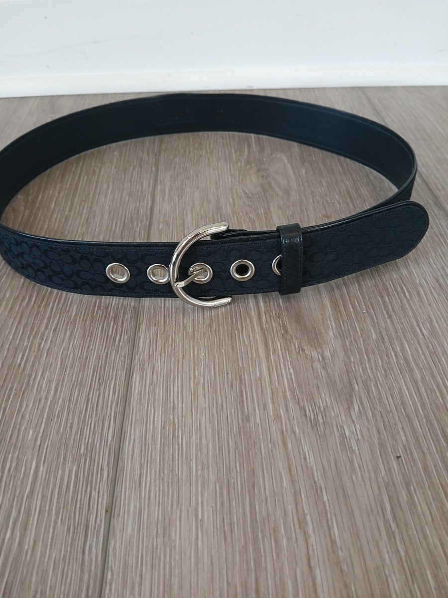 Coach Women Black Signature Jacquard and Leather Belt Size  display picture 1