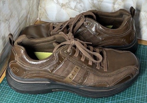 Skechers Expended Manden Braun Leder Relaxed Fit Gogamat Schuhe Sneaker UK 8 - Bild 5 von 19