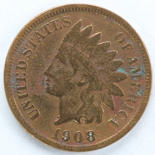 Heavily Cleaned VF 1908 S Indian Head Cent