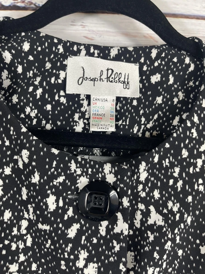 Chaqueta Joseph Ribkoff Mujer 8 Negro Blanco Ombre Botón Frontal Blazer 611023 Foto 3 de 4