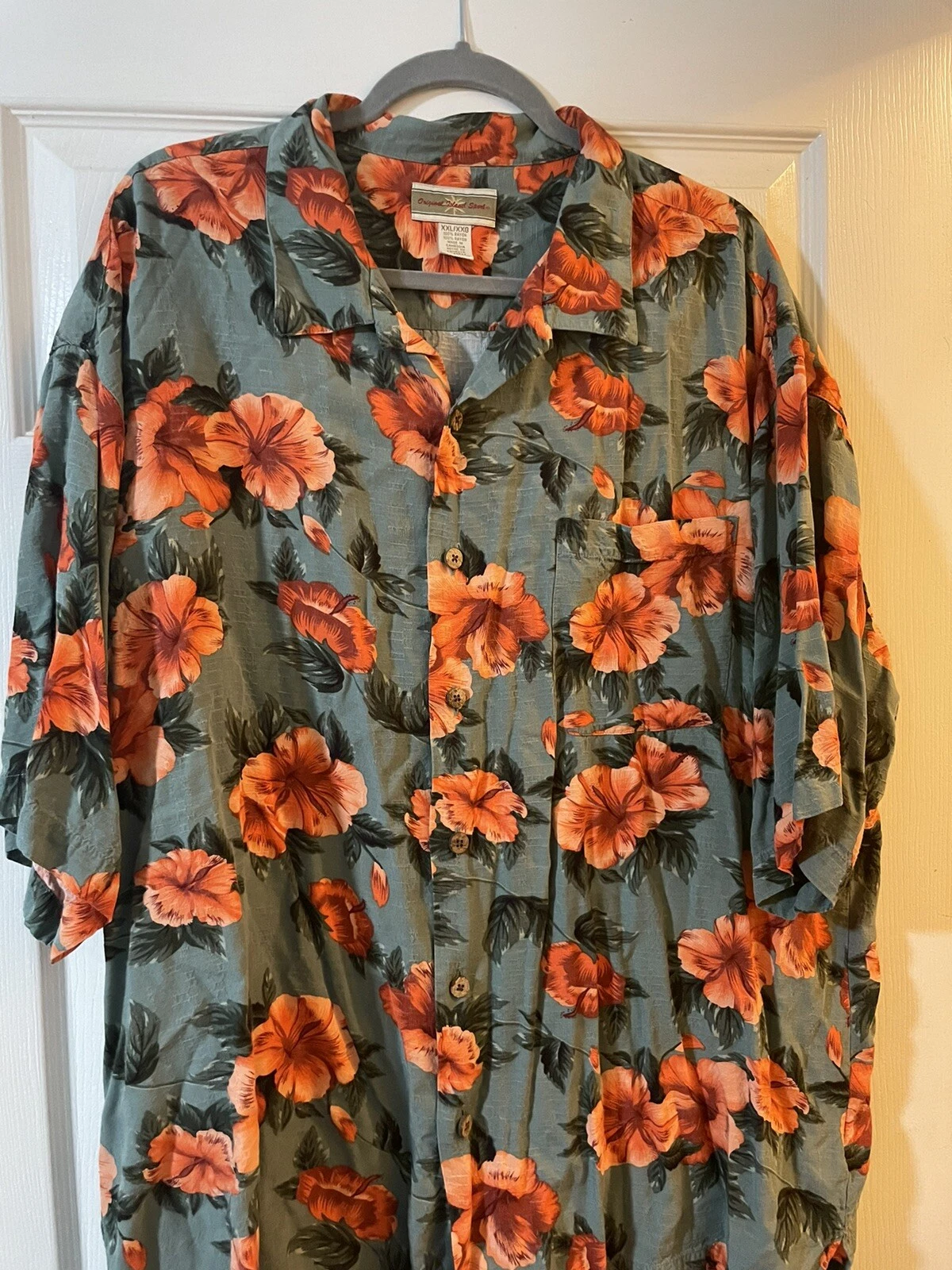 Original Island Hawaiian Button Down Shirt Mens Coral Floral Print Size XXL