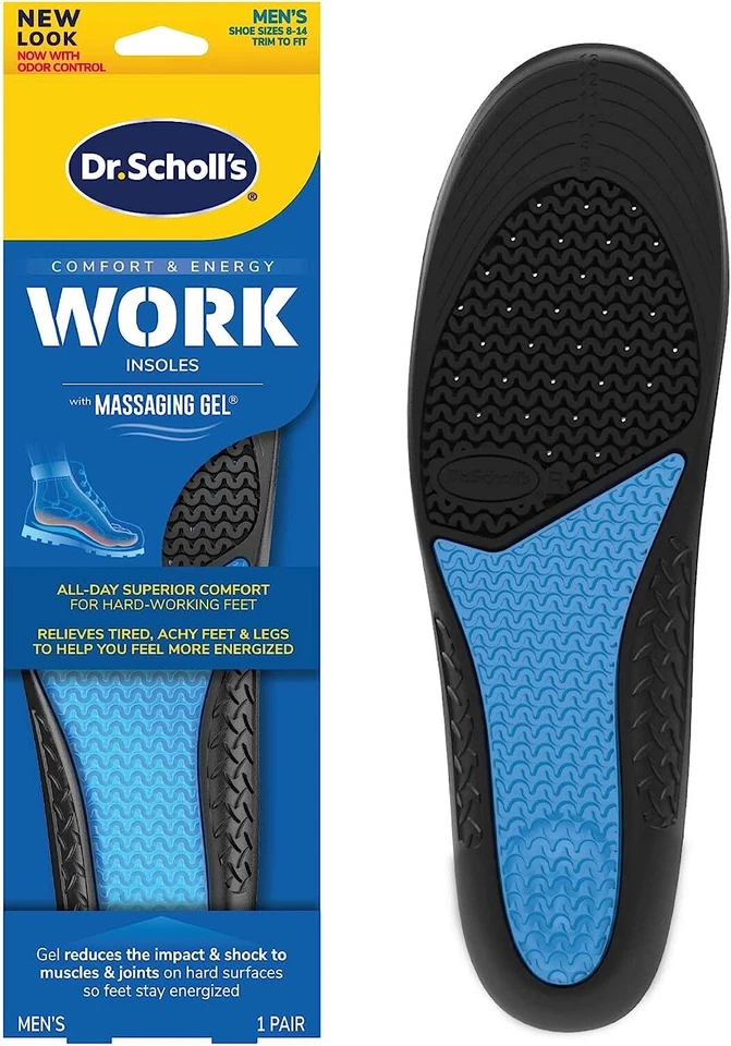 Plantillas Dr Scholls Hombres TRABAJO Gel Masajeador Plantilla Completa para Zapatos Talla 8-14 (1 par) Foto 4 de 4