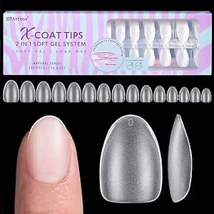Extra Short Almond Nail Tips - Gel Nail Tips Natural X-COAT Tips with Tip - Afbeelding 1 van 7