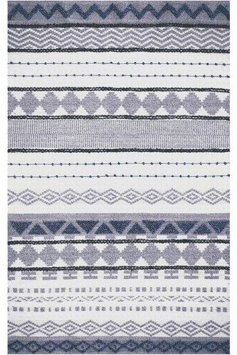 Scandinavian Style Blue White Striped Kilim Rug - Floor Rug - Washable Carpet - 第 1/7 張圖片