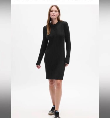 NWT Gap Factory / Gap Outlet - Black Ribbed Puff Sleeve Sweater Mini  Dress MED | eBay