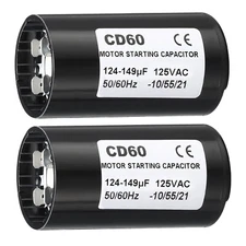 2 x Motor Start Capacitor 124-149uF/Mfd 125V 50/60Hz CD60 Run Capacitor