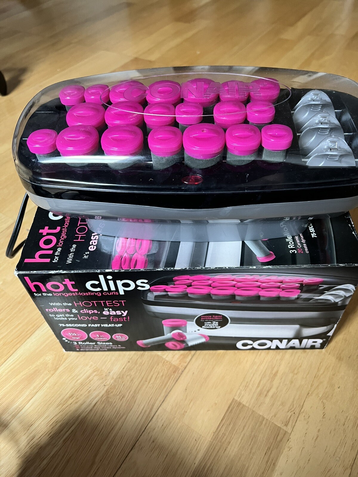 Conair Hot Hair Roller Set SML Flocked Rollers Complete 20 w All Clips