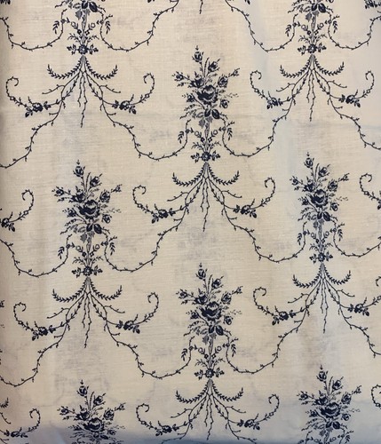 1 Yd COTTAGE BLUE FLORAL Directional Navy On Off White Rare Print 45” - Bild 2 von 12
