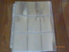 Card Holder Sheets-8"x11" Clear Card Holders-for 9 Cards 5/8"x3 5/8"  top load 