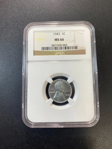 1943 P WHEAT CENT NGC MS-66 - UNCIRCULATED - STEEL WHEAT PENNY - CERTIFIED - 1C
