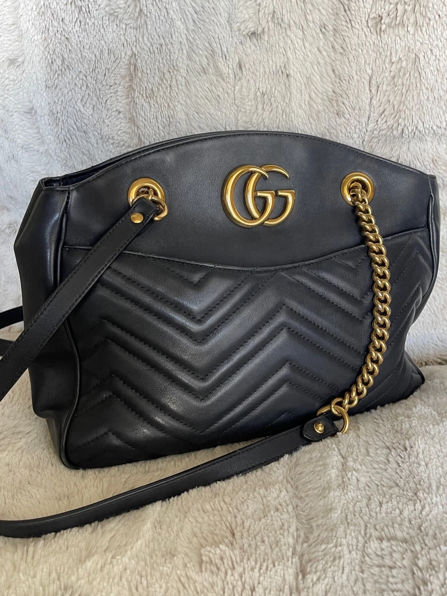 Gucci GG Marmont Leather Shoulder Bag Black