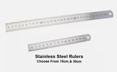 C&C HEXAGON UK Strong 15cm 30cm Double Side Metal Ruler Stainless Steel 15cm 30cm 6" 12"