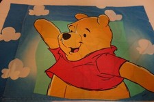 Winnie The Pooh Pillowcase Double Sided Piglet Blue Clouds