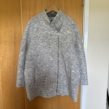 Mint Velvet Grey Wool Blend Asymmetric Zip Coat Size 18 Pockets Ex Con