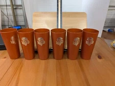 Vintage NASCO 1970s Gold Mushrooms Brown Plastic Cups 6