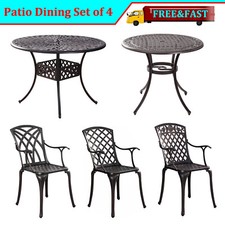 Outdoor Dining Set Bronze Patina With Garden Umbrella