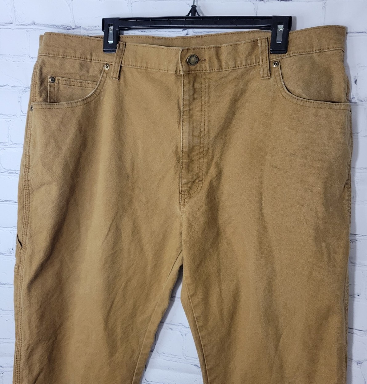 Dickies Men's Carpenter Jeans 7 Pocket Brown Canvas Work Pants Sz 38x32