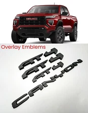 OVERLAY 4PCS Matte Black Door Rear AT4 Canyon Emblem Fit 2023+ GMC Canyon