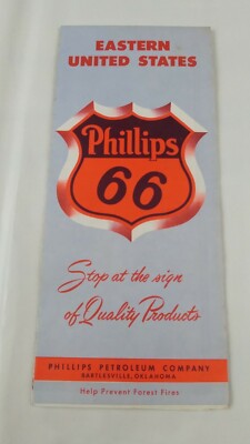 Vintage 1957 Phillips 66 Eastern United States road map