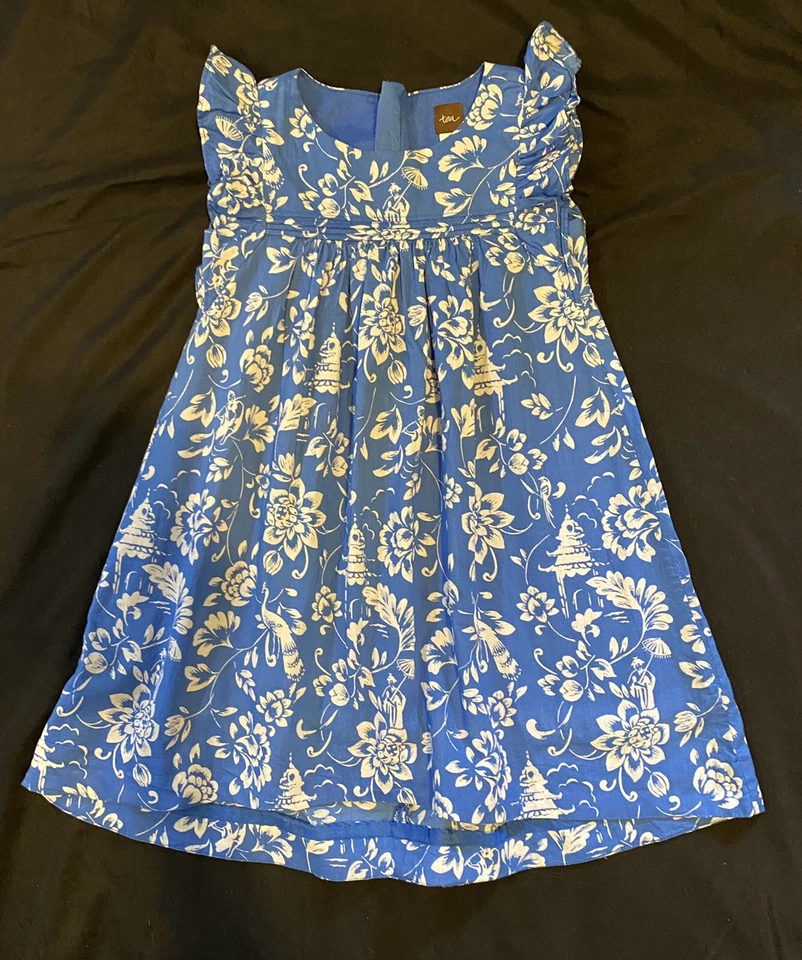 $60 Tea Collection 3 3T 4 4T Vietnam Dress Metiseko Pagoda Garden Blue Easter - Image 3 of 4