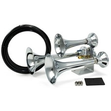 Hornblasters Outlaw Loud Train Air Horn Set For Semi Or Large Truck - Chrome