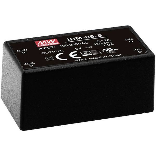 Mean well irm 05-5 alimentatore da circuito stampato ac / dc 5 v/dc 1 a w