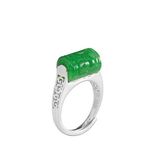 Real S925 Sterling Silver Band Men Women Lucky Turn Carved Column Bead Ring - Picture 4 of 8