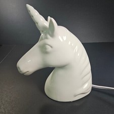 White Ceramic Unicorn Light Up Night Light Table Desk Nightstand Playroom Lamp