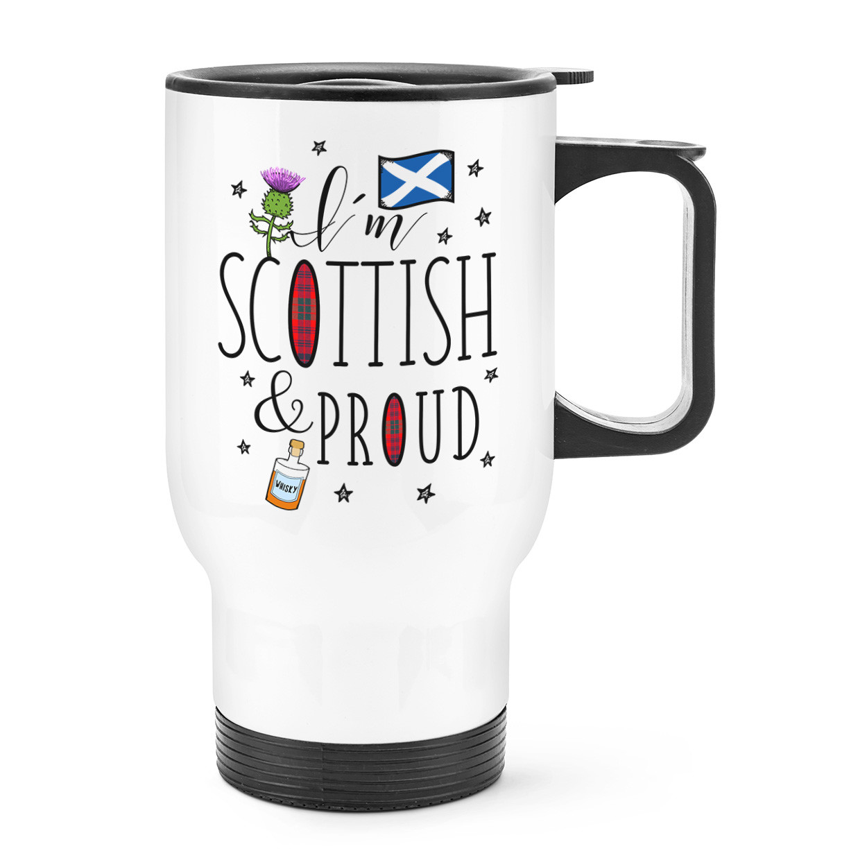 I'm Scottish And Proud Travel Mug Cup With Handle - Scotland Rugby Flag Funny