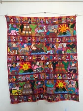 fabulous Guatemalan red hanging embroidery mayan culture needlework it1357