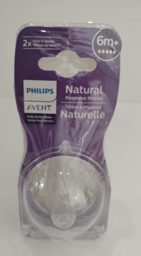 2 Pack Philips Avent Natural Response Nipple - 6m+ Flow 5 Bottle Nipples