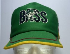 Vintage Bass Angler Three Stripe Hat Green Rare Made In USA