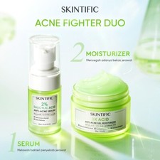SKINTIFIC 3X Acid Anti-Acne Gel Moisturizer  2 Salicylic Acid Anti Acne Serum.