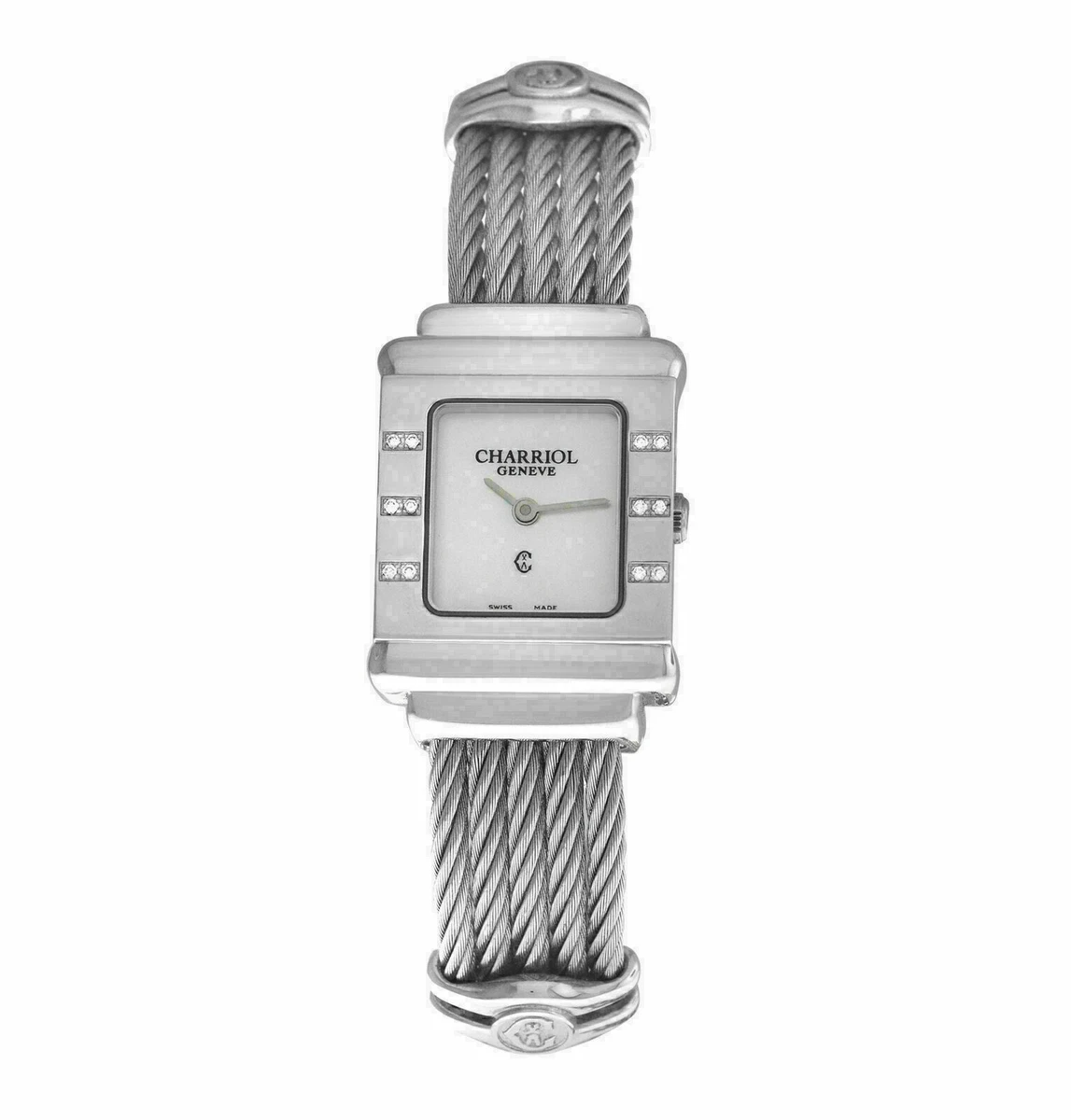 Charriol St. Tropez STRS Sterling Silver MOP Diamond 20MM Quartz