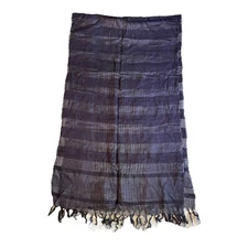 Accessory Street Blue Sheer Striped Woven Scarf Shawl Wrap Knitted 20.25x72