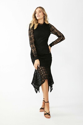 ELLA LACE MIDI DRESS Decjuba black lace dress. Size AU8 | eBay Australia