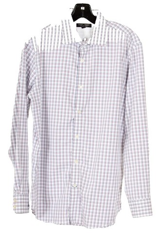 BANANA REPUBLIC Shirt Blue White Red checks Long Slv Slim Fit XL