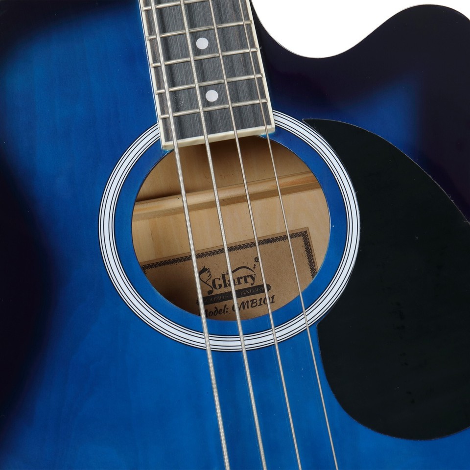 Glarry GMB101 Blue Electric Acoustic Bass Guitar Kit w/ 4Band