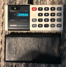 Casio Personal Mini Calculator  Casio AC Adapter  Case LOT VINTAGE WORKS