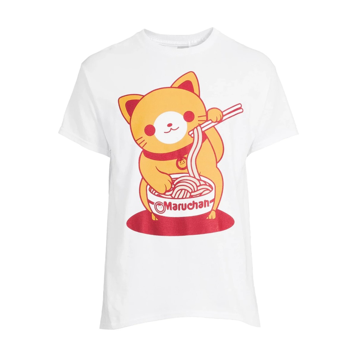 maruchan様 Maruchan Men's Ramen Noodle Cat Instant Lunch Graphic T-Shirt