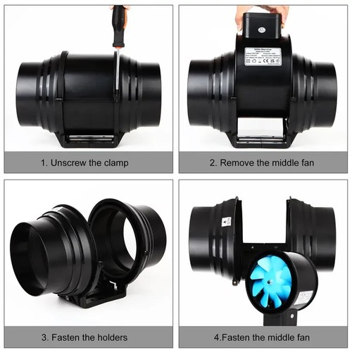 6 inch Inline Extractor Fan 150mm Bathroom Hydroponics Quiet Vent UK Plug RP £45 - Picture 6 of 6